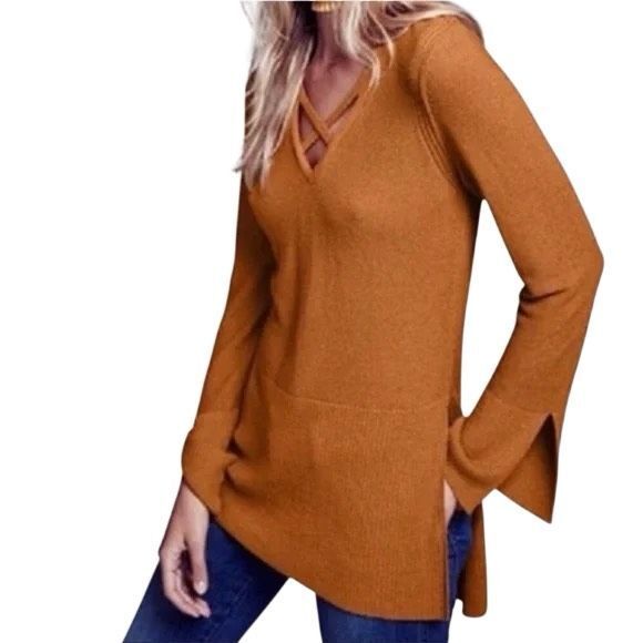Free People Criss Cross Tunic Sweater size M - Picture 1 of 7
